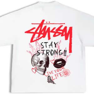 Camiseta Oversize Stüssy Stay Strong Blanca – Edición Limitada