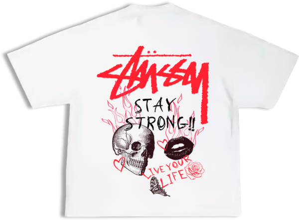 Camiseta Oversize Stüssy Stay Strong Blanca – Edición Limitada