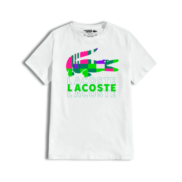 Camiseta Lacoste Negra Estampado Multicolor - Image 2