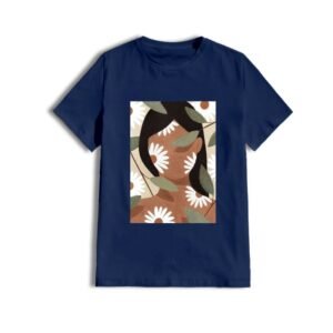 Camiseta mujer flor azul