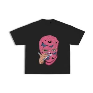 Camiseta oversize capucha rosa